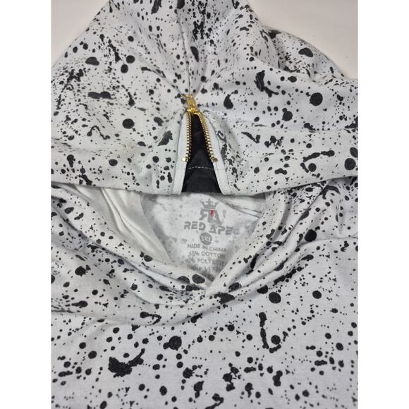 Mens Red Ape Black White Splatter Hooded Long Sleeve Shirt 3XL - Picture 5 of 7
